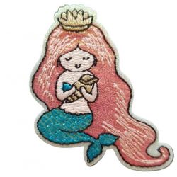 Patch Ecusson Thermocollant Petite sirène brillant 4,50 x 5 cm