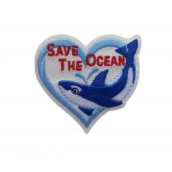 Patch Ecusson Thermocollant Baleine Save the ocean 4 x 5 cm
