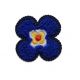 Patch Ecusson Thermocollant Fleur avec bouclette coloris bleu 3,50 x 3,50 cm