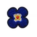 Patch Ecusson Thermocollant Fleur avec bouclette coloris bleu 3,50 x 3,50 cm