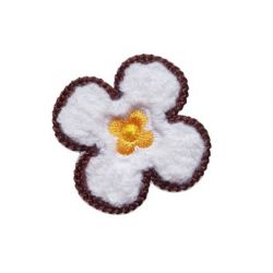 Patch Ecusson Thermocollant Fleur avec bouclettes coloris blanc 3,50 x 3,50 cm