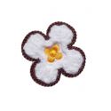 Patch Ecusson Thermocollant Fleur avec bouclettes coloris blanc 3,50 x 3,50 cm