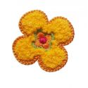 Patch Ecusson Thermocollant Fleur avec bouclettes coloris jaune 3,50 x 3,50 cm