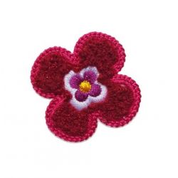 Patch Ecusson Thermocollant Fleur avec bouclettes coloris rose 3,50 x 3,50 cm