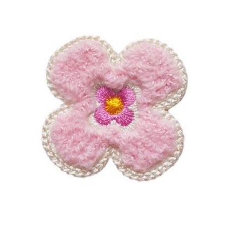 Patch Ecusson Thermocollant Fleur avec bouclettes coloris rose clair 3,50 x 3,50 cm