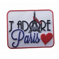 Patch Ecusson Thermocollant J'adore Paris et sa Tour Eiffel 5 x 6 cm