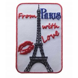 Patch Ecusson Thermocollant Paris Tour Eiffel avec Amour 4,40 x 6,50 cm