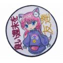 Patch Ecusson Thermocollant Manga jeune fille cheveux roses 5,50 x 5,50 cm