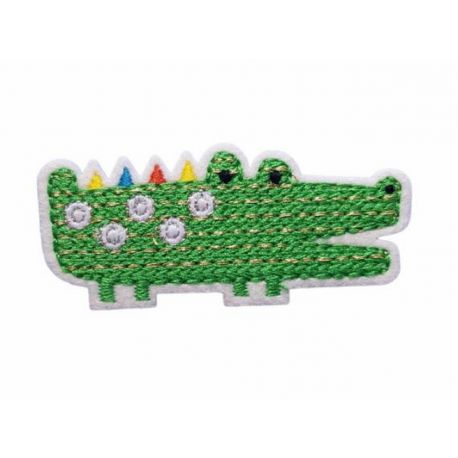 Patch Ecusson Thermocollant Crocodile Vert 2,50 x 6 cm