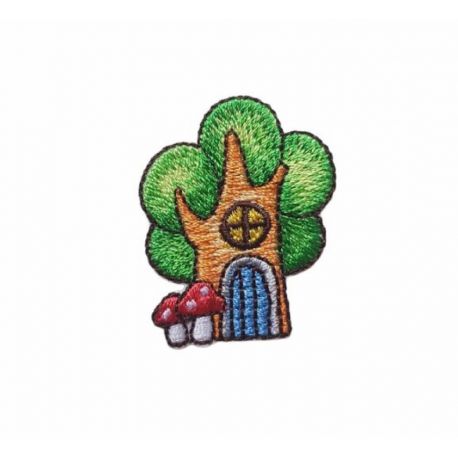 Patch Ecusson Thermocollant Maison Arbre 3 x 3,50 cm