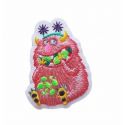 Patch Ecusson Thermocollant Monstre fêtard rose 3,50 x 5 cm