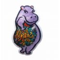 Patch Ecusson Thermocollant Tattoo Hippopotame 3,50 x 6 cm