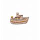 Patch Ecusson Thermocollant Jouet en bois Bateau 3 x 4,50 cm