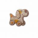 Patch Ecusson Thermocollant Jouet en bois Chien à roulettes 4 x 4 cm