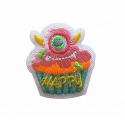 Patch Ecusson Thermocollant Cupcake anniversaire monstrueux 3 x 3,50 cm