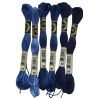 Lot de 6 échevettes Point de croix Brin divisible en 6 Broderie traditionnelle Coloris Bleu foncé