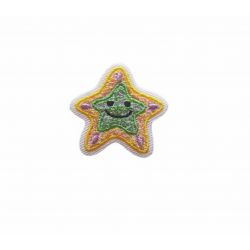 Patch Ecusson Thermocollant Petite étoile jaune et verte 2,50 x 3 cm