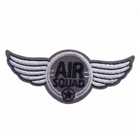 Patch Ecusson Thermocollant Aviateur Air Squad coloris gris 2 x 5,50 cm