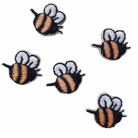 Tout petit écusson autocollant 5 Abeilles 1,50 x 2 cm l'une