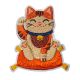 Patch Ecusson Thermocollant Chat porte-bonheur coussin orange 5,50 x 6,50 cm