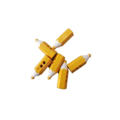 Lot de 6 Boutons en Forme de Crayon de Couleur Jaune 2cm