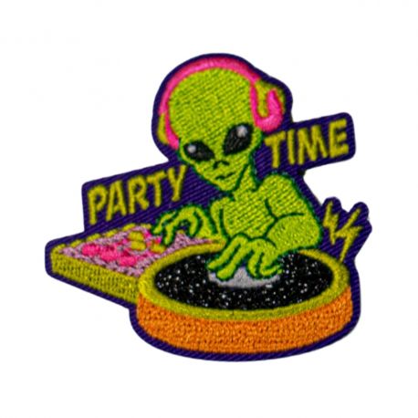 Patch Ecusson Thermocollant Alien Party Time fluo 5 x 5 cm