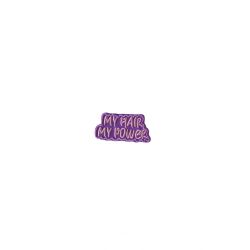 Patch Ecusson Thermocollant My Hair my Power rose violet 2 x 3,50 cm