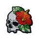 Patch Ecusson Thermocollant Tête de mort fleur rouge 4,50 x 5,50 cm