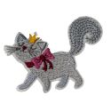 Patch Ecusson Thermocollant Chat gris royal 4,50 x 6,50 cm