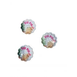 SBOTTONATI lot de 3 x bouton plastique Piou piou le poussin 25 x 25 mm