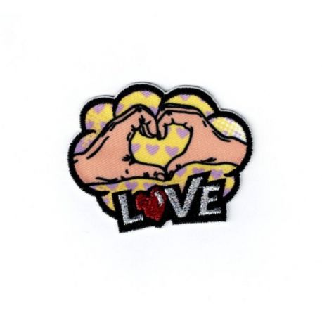 Patch Ecusson Thermocollant Pop Art Love 4 x 5,50 cm