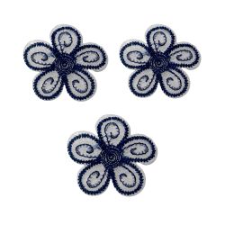 Ecusson Thermocollant 3 Petites Fleurs Coloris Bleu 4 x 4 cm