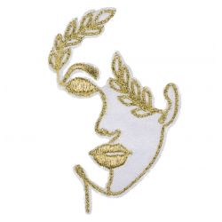 Patch Ecusson Thermocollant Visage doré 4,50 x 7 cm