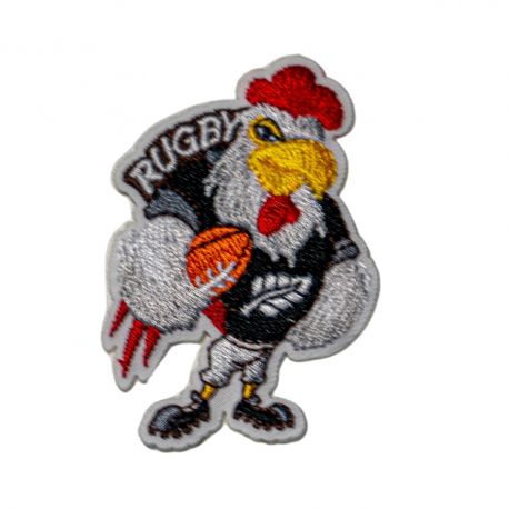 Patch Ecusson Thermocollant Coq Rugby Coloris marron 4 x 6,50 cm