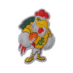 Patch Ecusson Thermocollant Coq Rugby Coloris jaune 4 x 6,50 cm