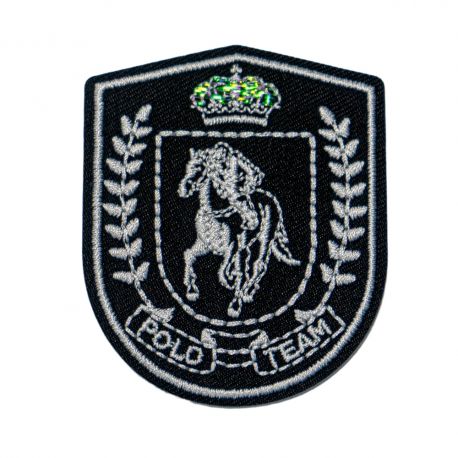 Patch Ecusson Thermocollant Polo Team Coloris Noir 4,50 x 5,50 cm