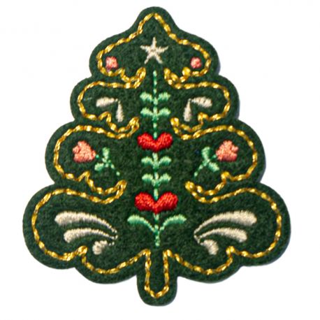 Patch Ecusson Thermocollant Sapin Esprit de Noël Nordique 4,50 x 5 cm