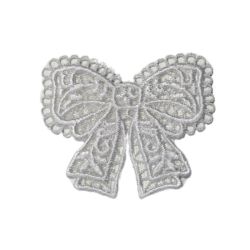 Patch Ecusson Thermocollant Noeud Dentelle Blanche 3 x 3,50 cm