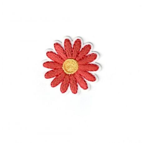 Patch Ecusson Thermocollant Fleur Marguerite Pâquerette Coloris Rouge 3 x 3 cm