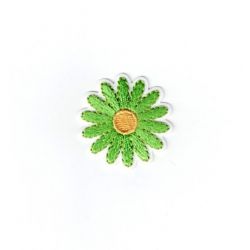 Patch Ecusson Thermocollant Fleur Marguerite Pâquerette Coloris Vert 3 x 3 cm