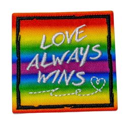 Patch Ecusson Thermocollant Love always win Arc en Ciel 5 x 5 cm