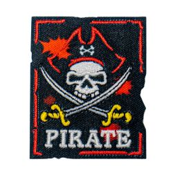 Patch Ecusson Thermocollant Tête de Mort Tricorne Pirate 4 x 5,50 cm