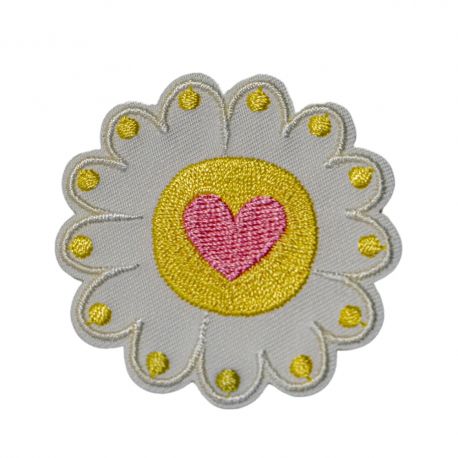 Patch Ecusson Thermocollant Fleur Blanche 5 x 5 cm