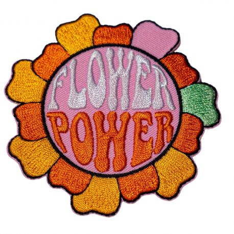 Patch Ecusson Thermocollant Seventies Flower Power 7 x 7 cm