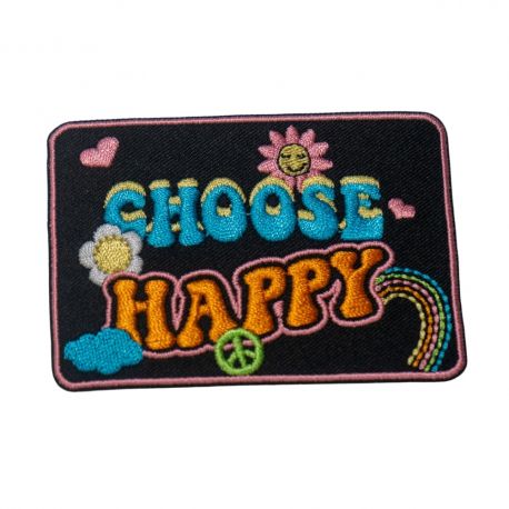 Patch Ecusson Thermocollant Seventies Choose Happy 5,50 x 8 cm