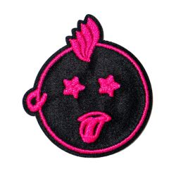 Patch Ecusson Thermocollant Smile Punk Noir 3,50 x 4,50 cm