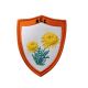 Patch Ecusson Thermocollant + 1 OFFERT Surprise Blason Fleurs jaunes des Montagnes 7 x 8,50 cm