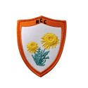 Patch Ecusson Thermocollant + 1 OFFERT Surprise Blason Fleurs jaunes des Montagnes 7 x 8,50 cm