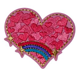 Patch Ecusson Thermocollant Coeur Rose Seventies 3 x 6,50 cm