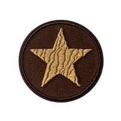 Patch Ecusson Thermocollant Rond Etoile Coloris Kaki 4,50 x 4,50 cm